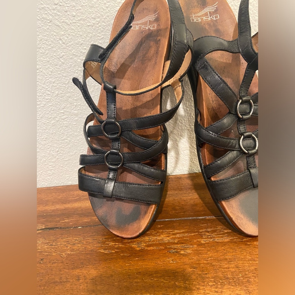 Dansko Black Multi-Strap Leather Sandals - Picture 3 of 5
